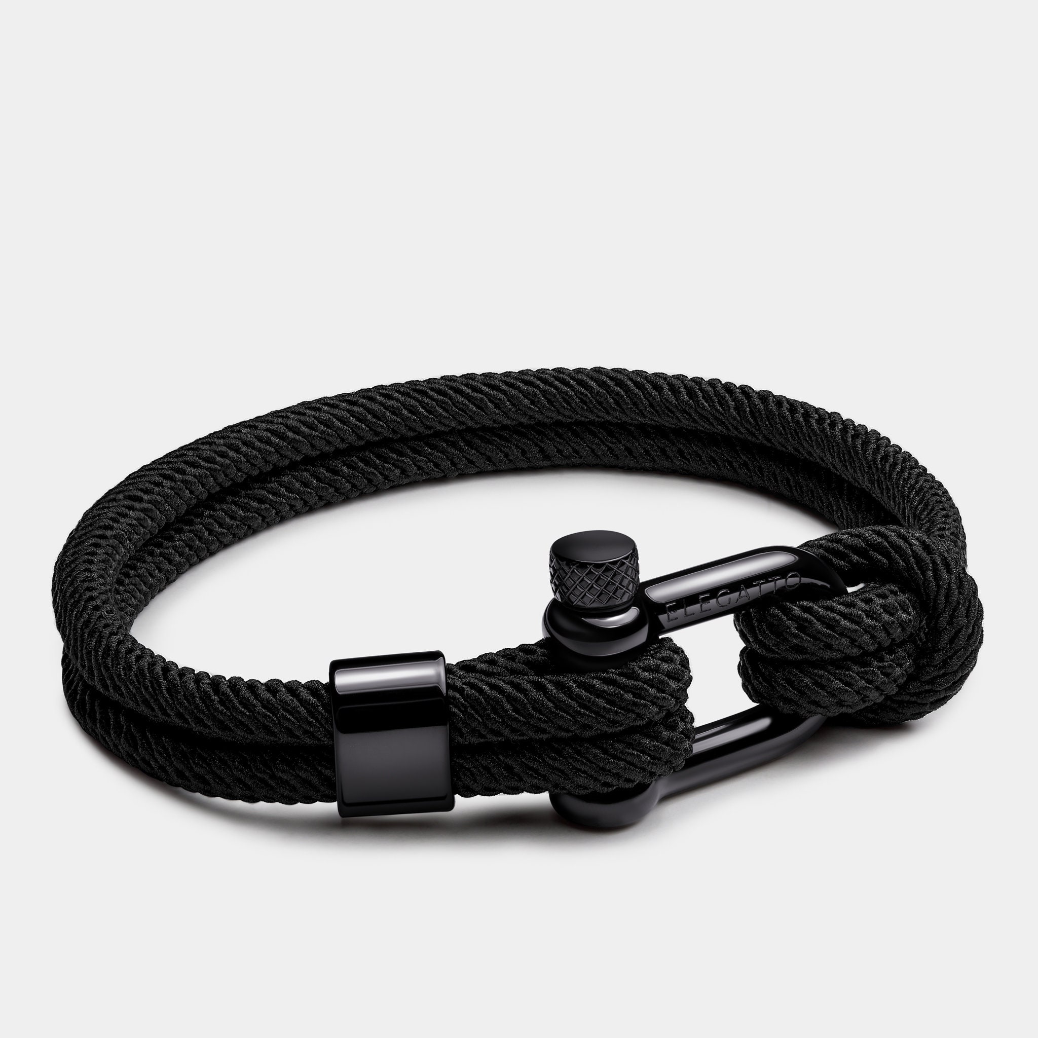 Black Nautical Rope Bracelet – Silver Plated Shackle, Gift for Him - Etsy