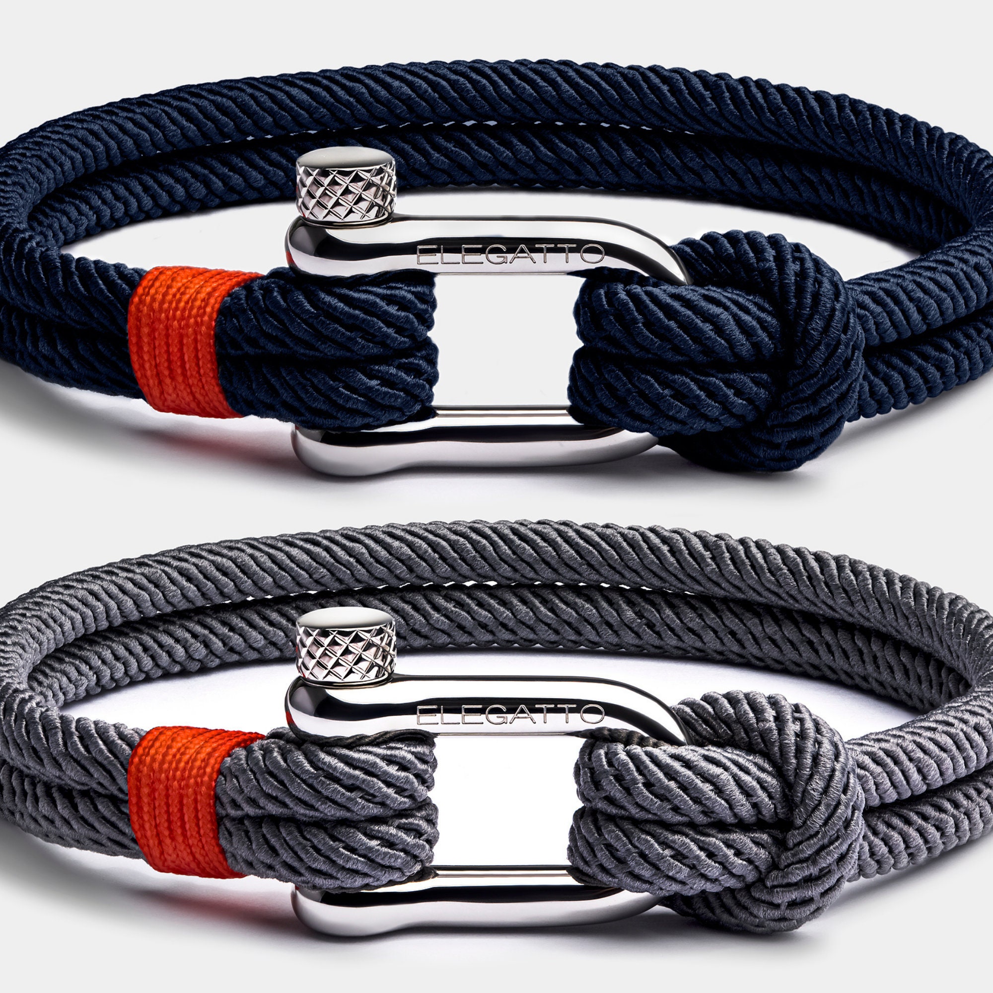 国内発送☆ELEGATTO☆セーラー マリンナイロン ブレスレット☆ Nautical Rope Bracelet Bundle for Men - Nylon Clasp, Perfect