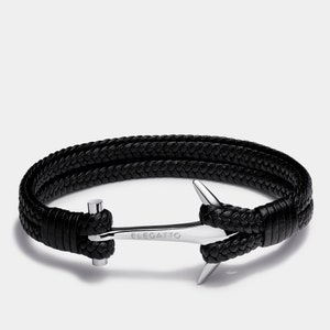 Braided Leather Anchor Bracelet  for Men- Perfect Husband Gift from Wife, Ideal for Him