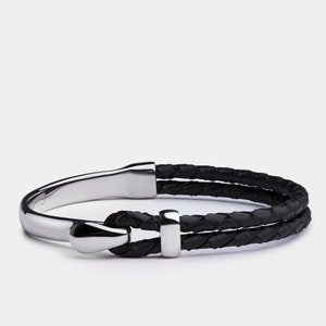 Black Leather Bracelet, Braided Bracelet Men, Black Bracelet Men, Braided Leather Bracelet, Leather Cord Bracelet, Men Bracelet, Cuff Men