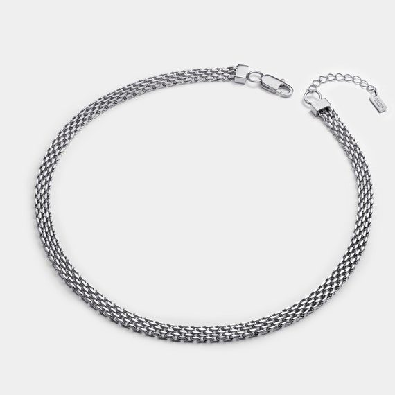 Silver Mesh Choker Necklace for Women Elegant Jewelry, Perfect