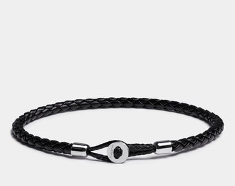 Dünnes geflochtenes Lederarmband für Männer - Einfaches Kordeldesign, perfektes Geschenk für Ehemann