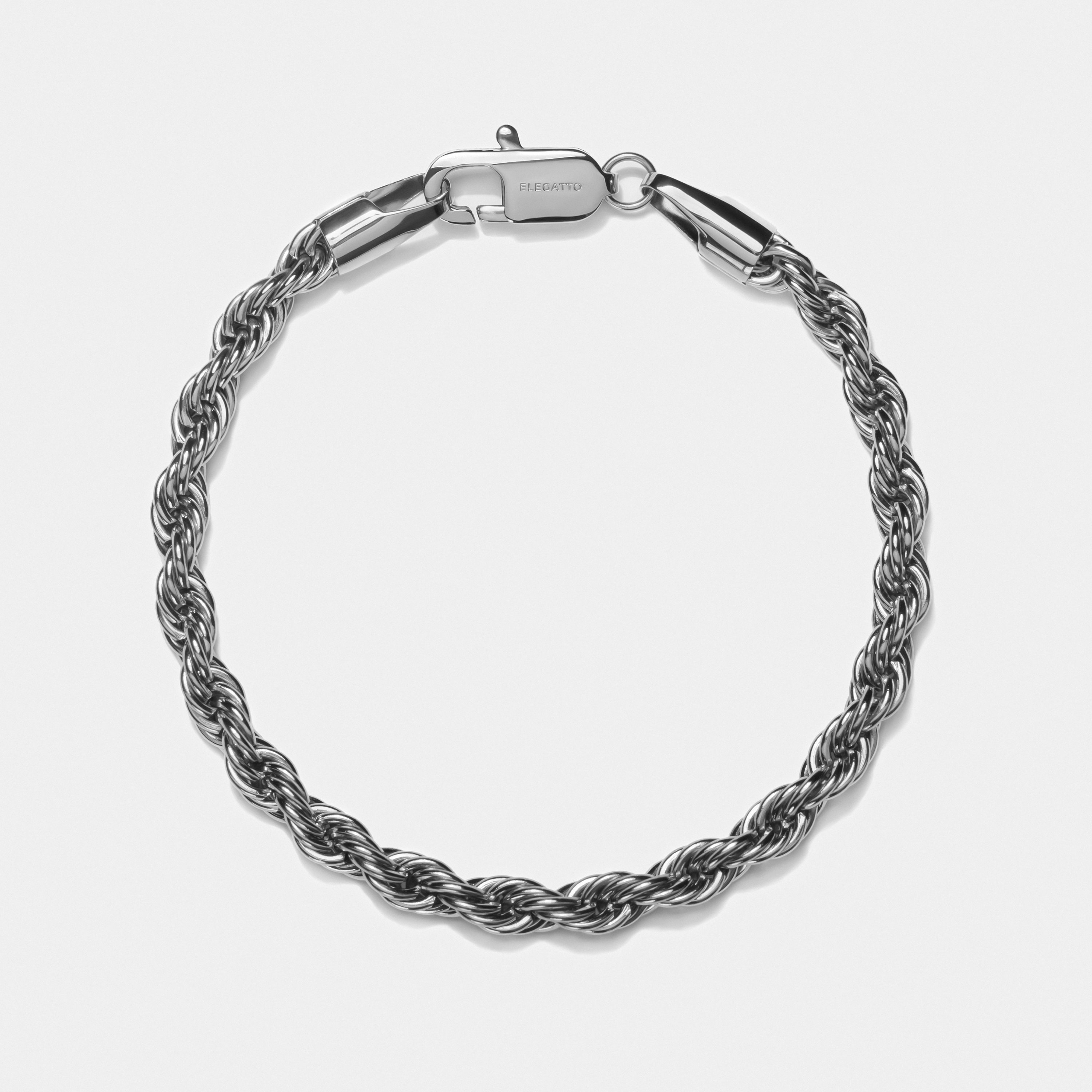 Men's Silver Rope Chain Bracelet – 925 Sterling Silver Plated - Etsy
