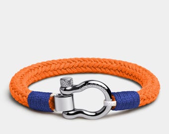 Pulseira de corda de algodão laranja para homens - Design marinho minimalista, sofisticação urbana perfeita, acessório masculino estiloso