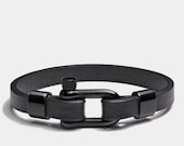 ☆関税/送料込み☆【ELEGATTO】Sollo スリムブレスレット Black Leather Bracelet for Men - Elegatto Kellmore, Sleek