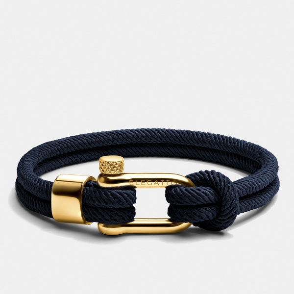 Bracelet corde nautique pour homme - Nylon bleu marine minimaliste, cadeau parfait pour la Saint-Valentin ou l'obtention du diplôme, design unisexe