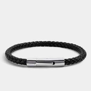 Bracelet en cuir pour homme - Elagio Black - Bracelet en cuir de luxe authentique, design intemporel, cadeau parfait, marque californienne, élégance nautique