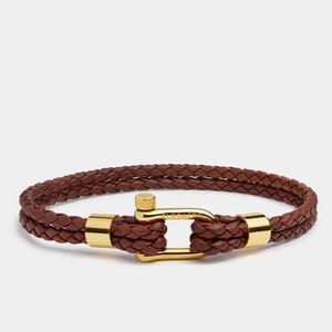 Leather Bracelet For Him, Men’s Bracelet Gift, Leather Braided Bracelet, Brown Jewelry Men, Gifts for Him, Bracelet With Screw Closure