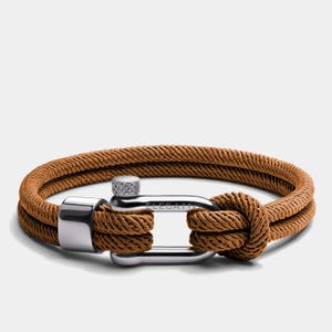 Alchor Platinum Bracelet for Men - Beige Nautical Rope with Stainless Steel Clasp, Elegant and Durable Gift for Him