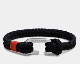 Nautical Rope Bracelet for Men - Black Nylon, Summer Jewelry, Unique Husband Gift Idea