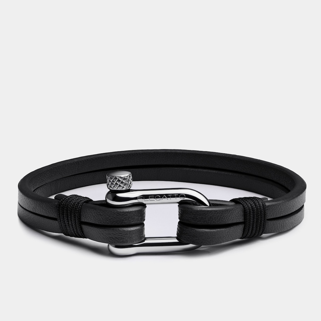 Bracciale Lungo Pelle Uomo Bracciale In Pelle Nera Moda Per Uomo Fascino Magnetico Intrecciato Punk Rock Bracciale Uomo Braccialetti Uomo Pulseira Masculina Bracciale Cuoio Marrone Uomo - Foto 2