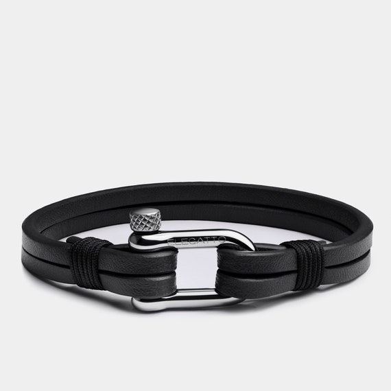Adjustable Woven Leather Cord Bracelet Sterling Silver & Black Woven Leather  Cord Women Men Bracelet - China Bracaelet and Gift for Men price |  Made-in-China.com
