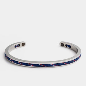 Navy Nautical Cuff Bracelet for Men - Unique Silver Anniversary Gift for Husband, Boyfriend Special Present