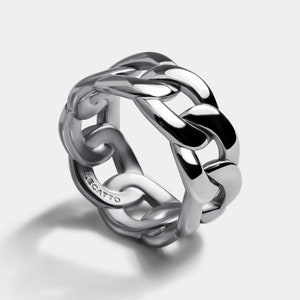 Silver Cuban Link Statement Ring for Women - Ideal Bridesmaid Gift, Birthday Present for Girlfriend or Teen