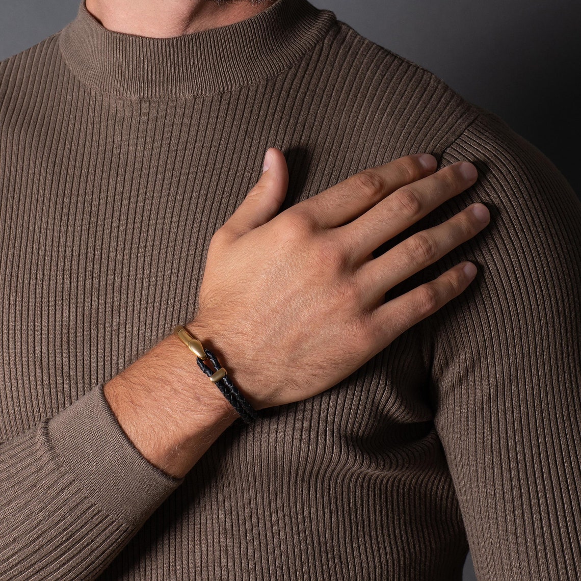 mens leather tie up bracelet
