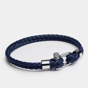 Braided Leather Bracelet for Men - In Navy Blue and Blac, Perfect Gift for Him
