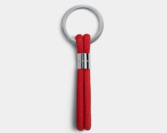 Nautical Rope Keychain, Everyday Outdoor Rope Keyring, Unisex Red Keyfob, Gifts for Him, Mens Key Holder, Nylon Rope Key Ring