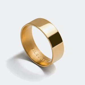 Gold Wedding Band for Men - Minimalist & Industrial, Unisex Anniversary Ring
