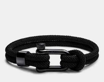 Alchor Platinum All Black - Elegant and Durable Nautical Nylon Bracelet, Perfect Gift for Him