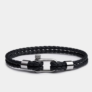 Leather Bracelet for Men - With Secure Clasp, Customizable Black Wrap, Ideal Gift for Him