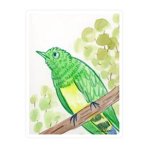 Emerald Cuckoo Watercolor Kiss-Cut Vinyl Decals for Laptop, Planner, Journal - Nature Lover, Bird Enthusiast Gift, Custom Sticker Set,