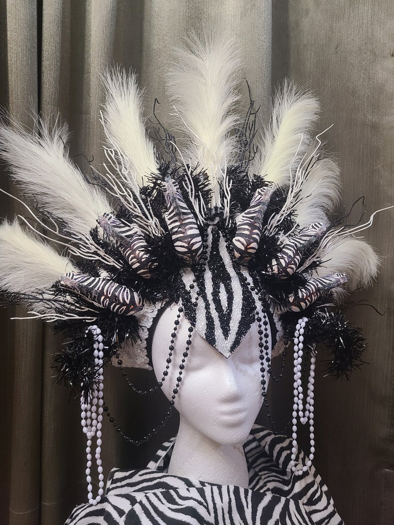 Zulu Warrior Headdress, Zuly Crown, African Headdress, Zebra Headpiece, Warrior Crown, South