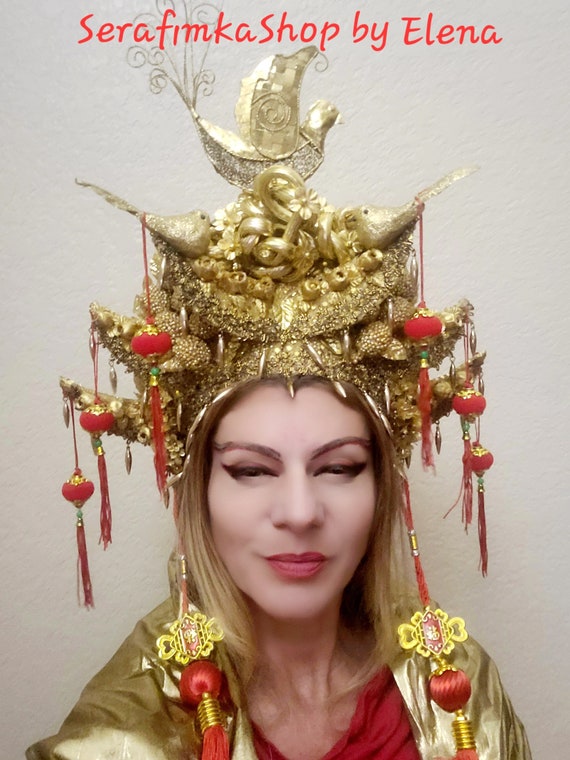 Asian Queen Headdress, Multicultural Festival Crown - Etsy display picture 3