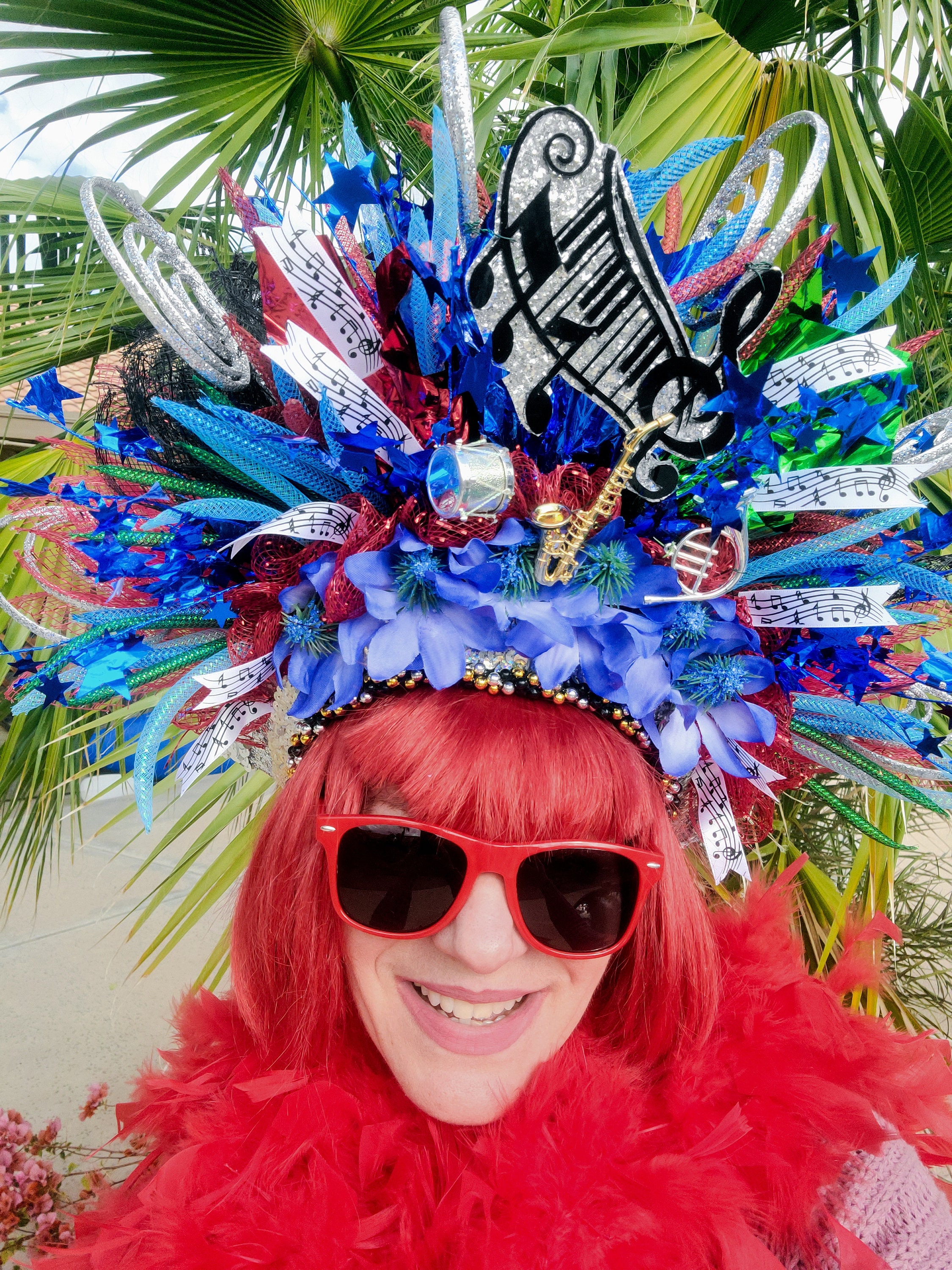 Unique Jazz Fest Headpiece – New One-of-a-Kind Music-Inspired Accessory! Jazz Fest Branded Hat – Mardi Gras Creations main image 3