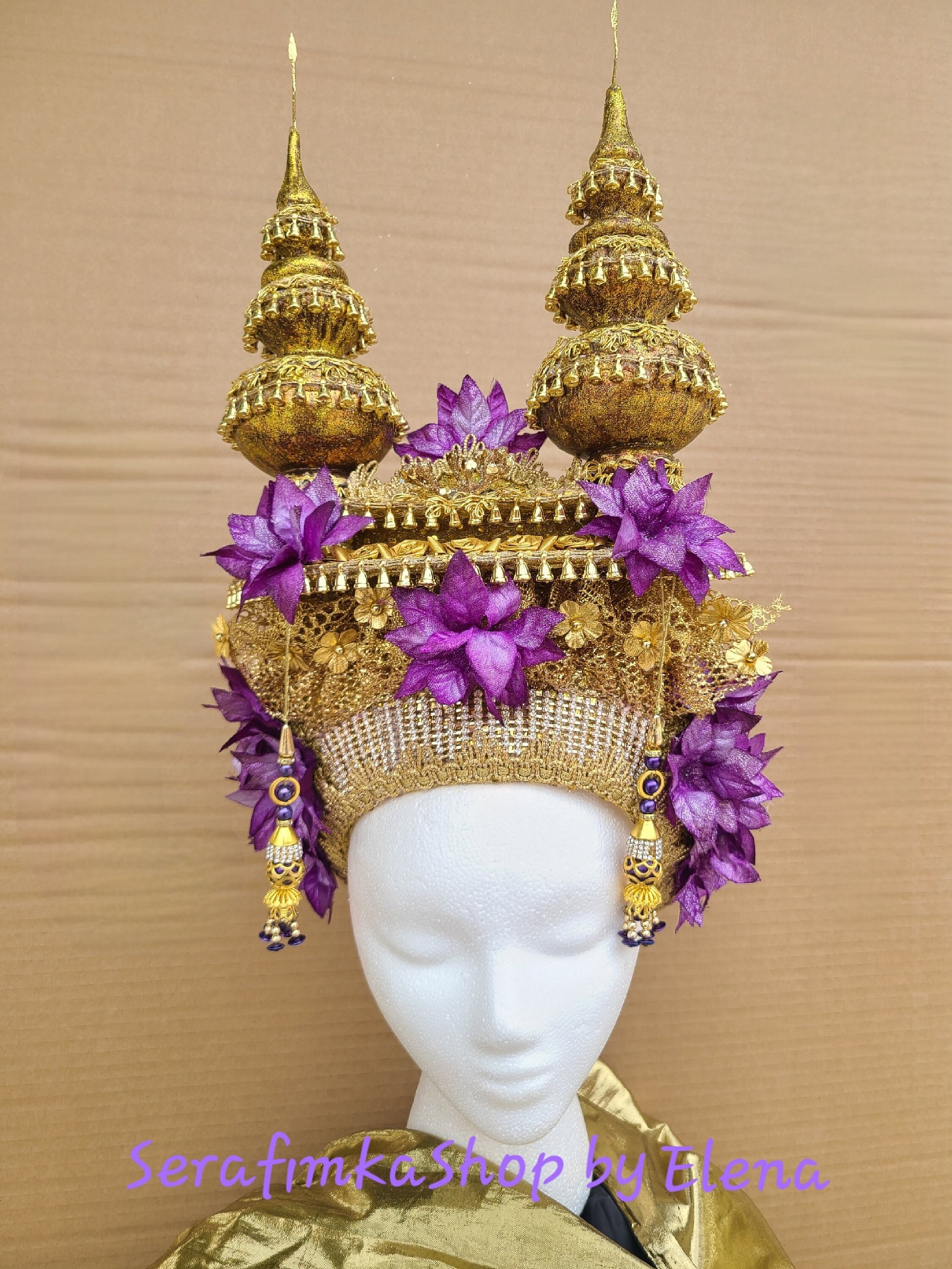Thai Headdress, Asian Queen Crown, Multicultural Costume - Etsy