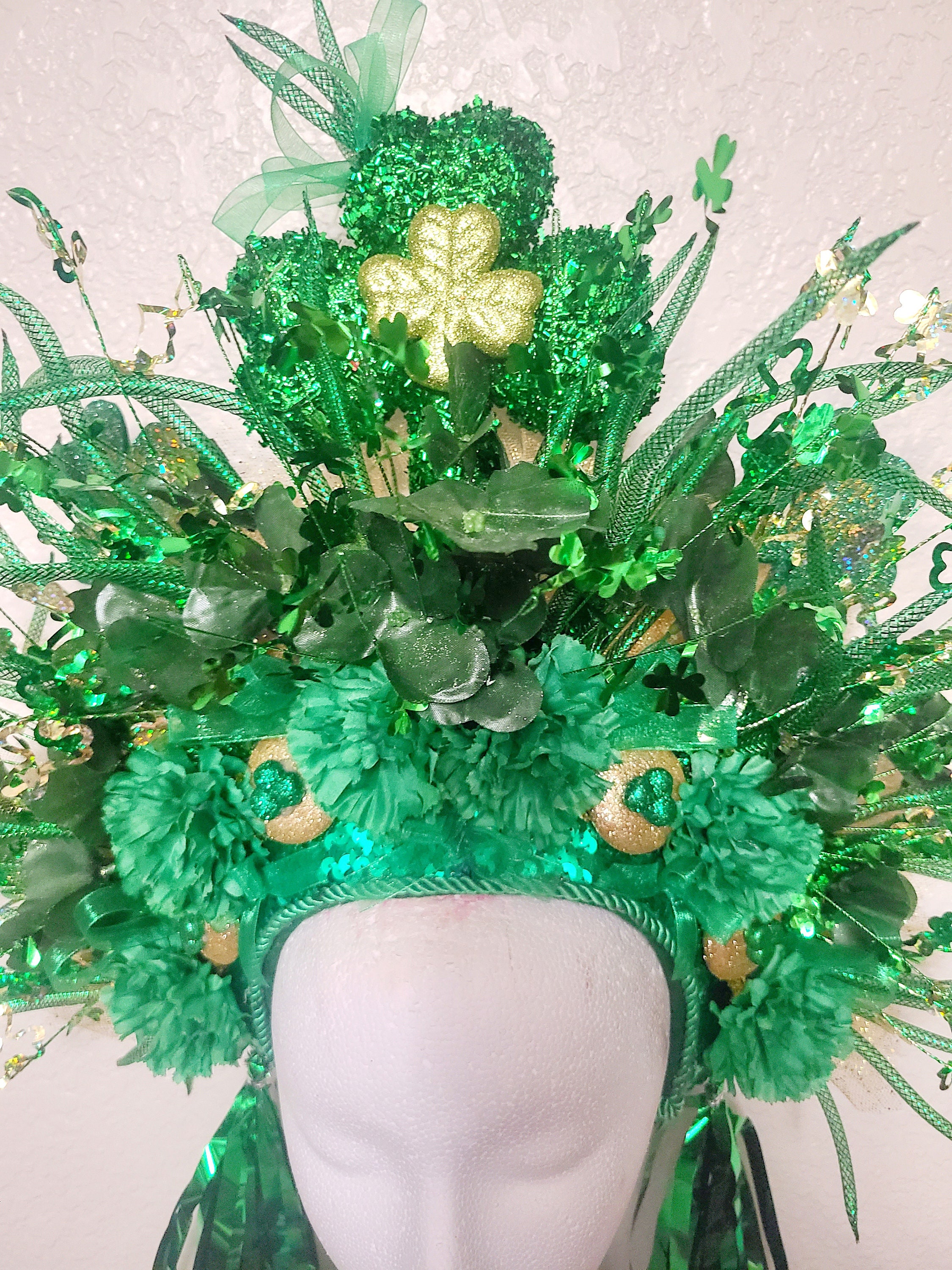 1322 Green Butterfly Headband St Patricks Day Headpiece Irish Costume IRISH FOUR LEAF CLOVER HAT NOVELTY ST PATRICKS DAY FANCY  main image 3