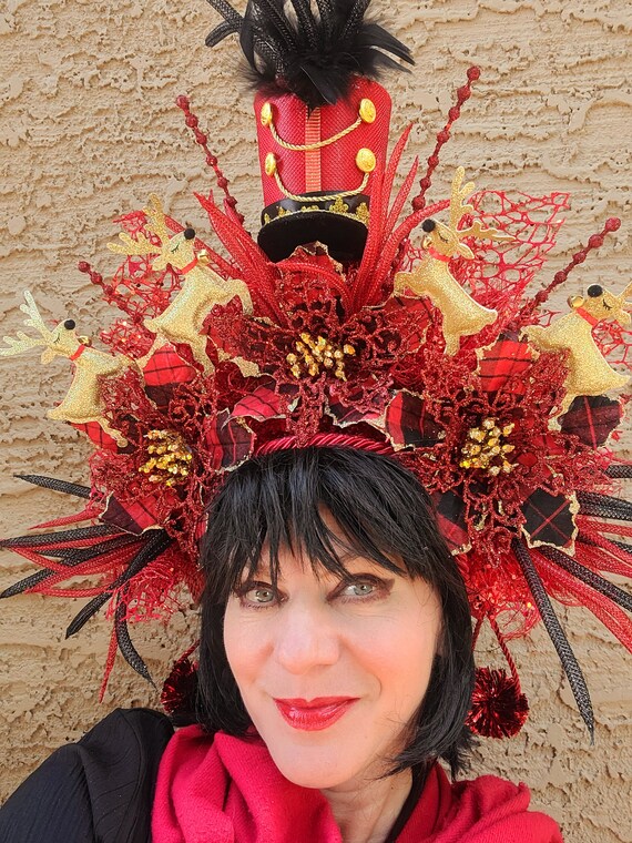 head dress for christmas Christmas Feather Carnival Drag Queen Showgirl Headdress