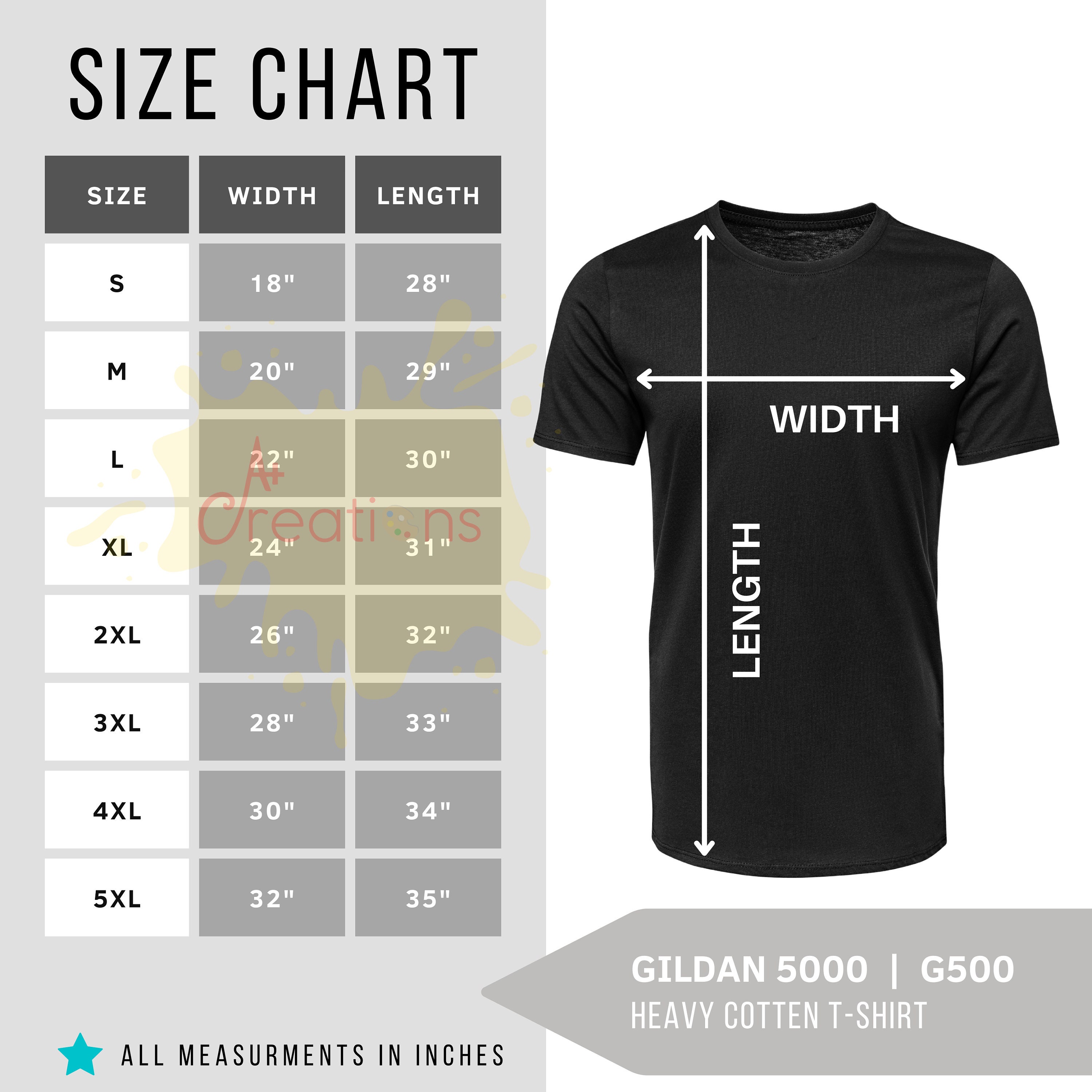 G500 Size Chart Gildan Digital Size Chart for Heavy Cotton Tshirt JPG