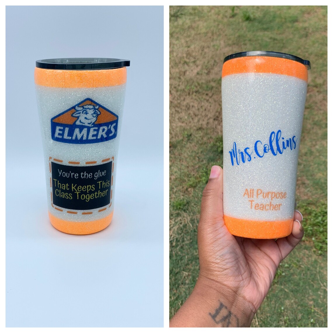 Elmer's Glue Stick Custom Glitter Tumbler Teacher Etsy