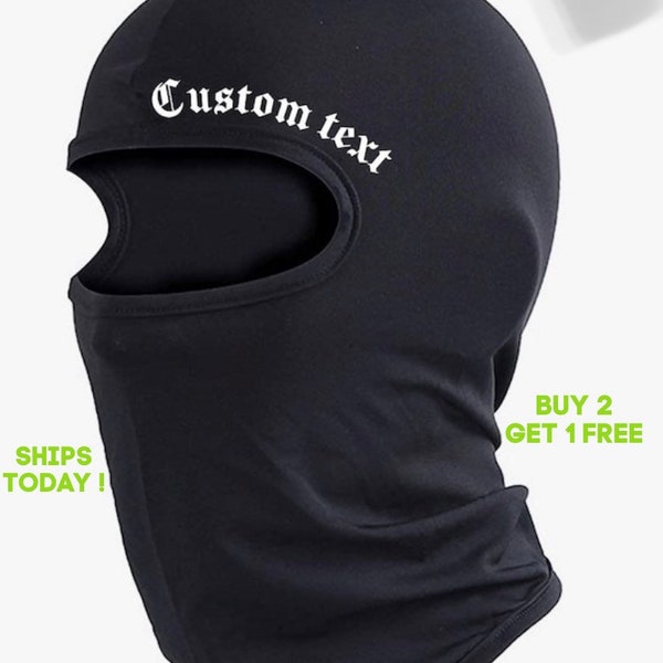 Custom text black Balaclava Ski mask, gift for men and women one size fits all, shiesty mask, winter hat