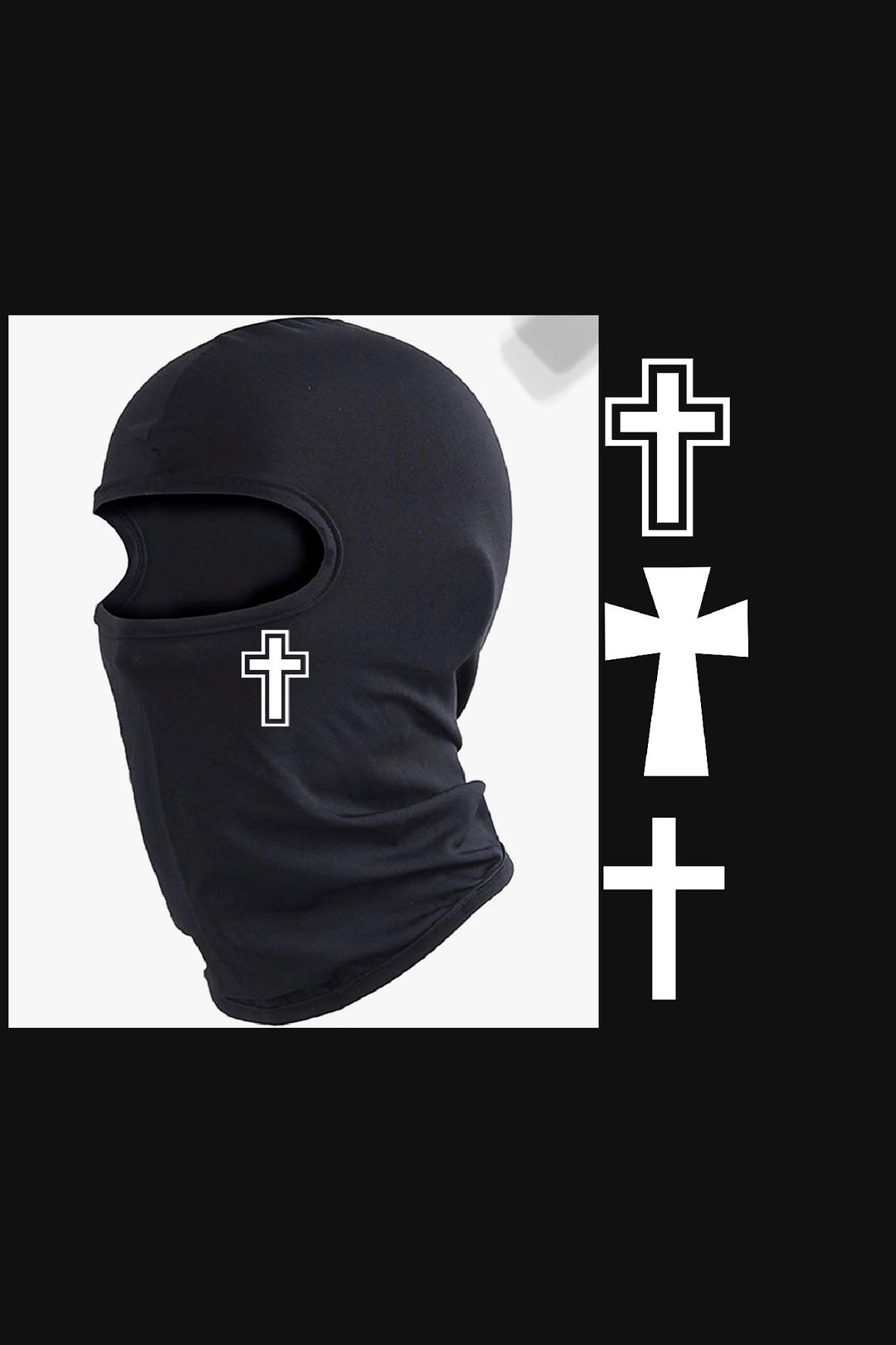 Luxury White Cross Jesus Designed Black Balaclava Ski Mask - Etsy