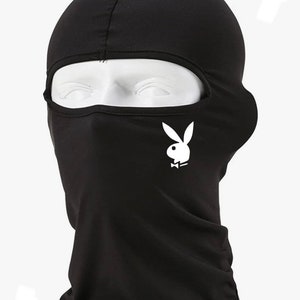 Custom play rabbit balaclava Ski Mask black, easter accessories, unisex one size fits all & lightweight, gift for her him, halloween mask