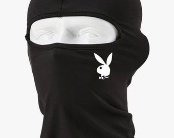 Personalized play bunny ski mask balaclava, full face bunny fashion mask, gift for him, Halloween mask