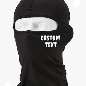 Custom text black Balaclava Ski mask for men & women one size fits all | breathable | adjustable, gift for him, winter shiesty mask