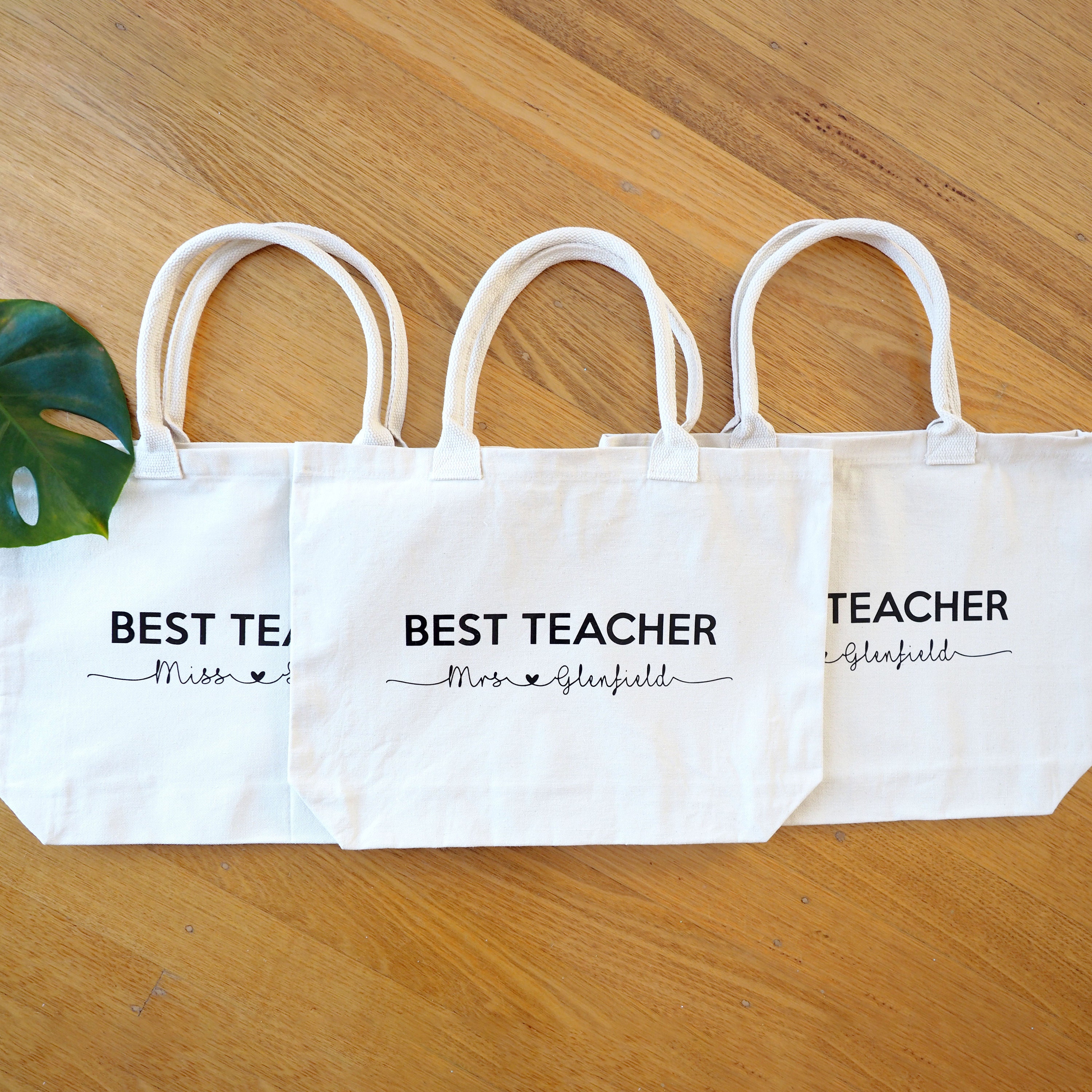 Personalised Best Teacher Tote Bag Cotton Canvas With Rope Etsy