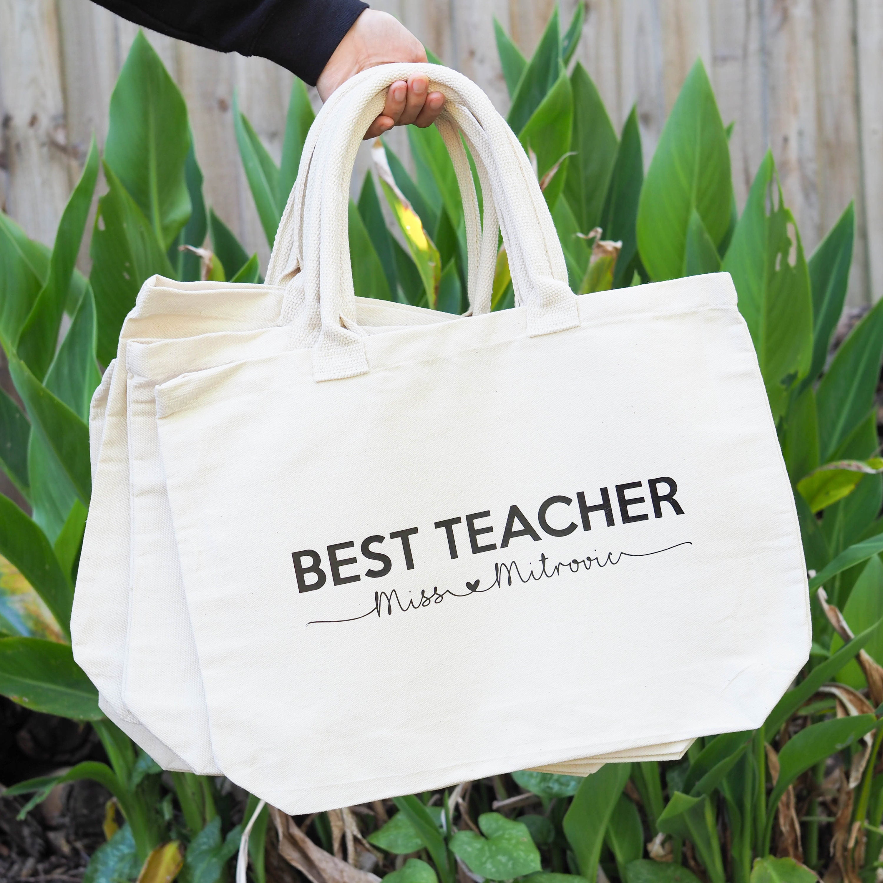Personalised Best Teacher Tote Bag Cotton Canvas With Rope Etsy
