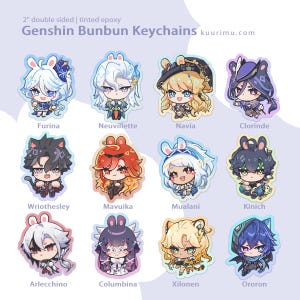 Genshin Bunbun Acrylic Keychains - Natlan and Fontaine