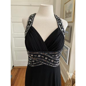 Robe longue noire Adrianna Papell vintage Y2K, robe de bal de promo (taille 7/8) image 2