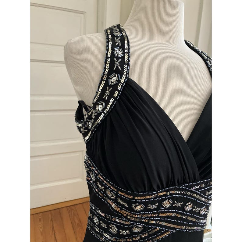 Robe longue noire Adrianna Papell vintage Y2K, robe de bal de promo (taille 7/8) image 4