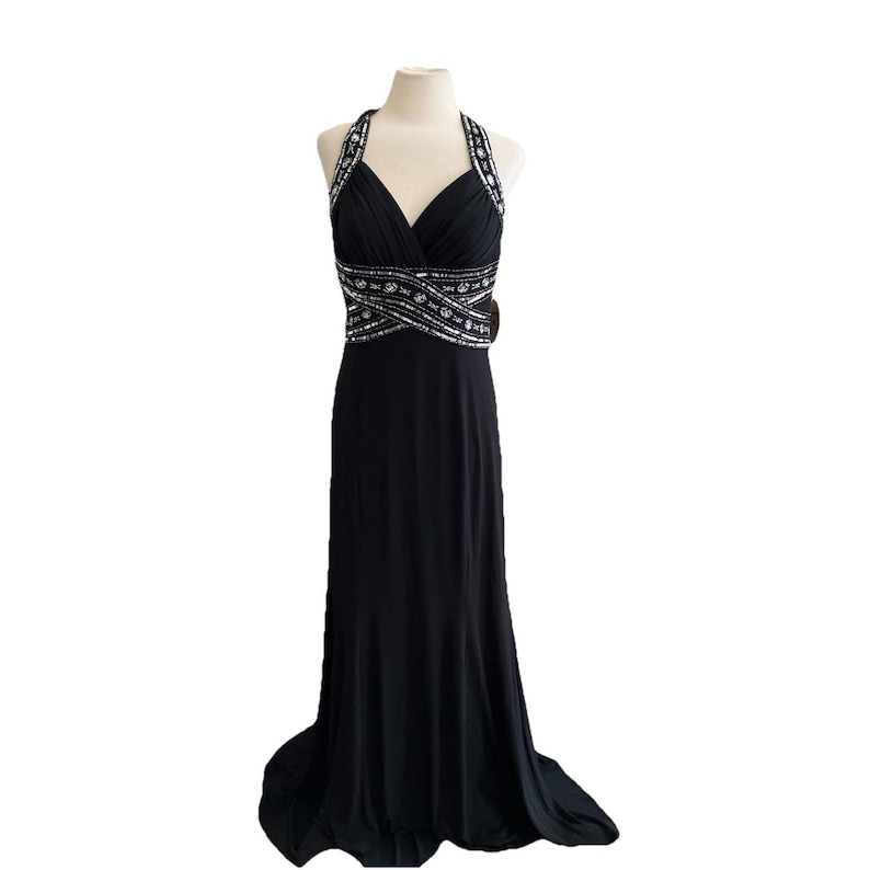 Robe longue noire Adrianna Papell vintage Y2K, robe de bal de promo (taille 7/8) image 1