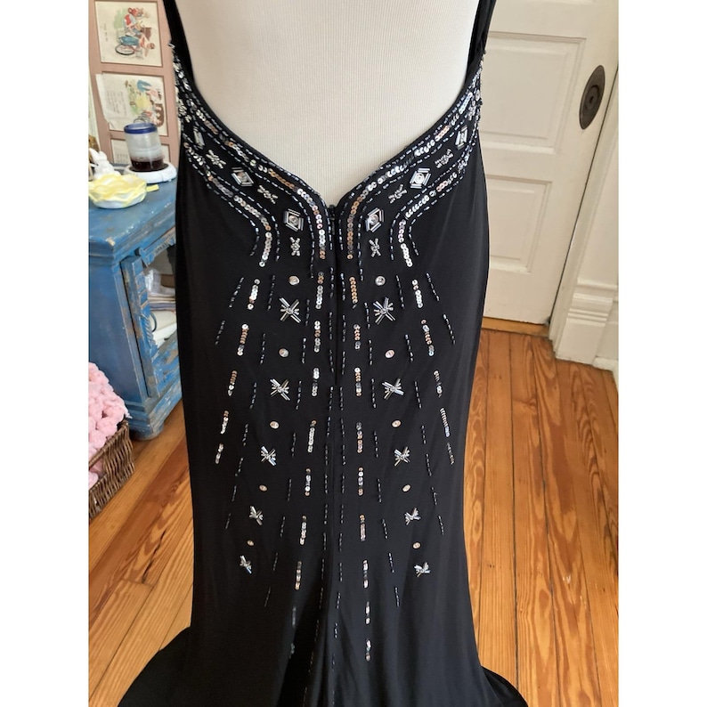 Robe longue noire Adrianna Papell vintage Y2K, robe de bal de promo (taille 7/8) image 8