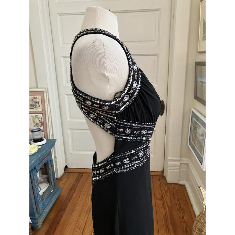 Robe longue noire Adrianna Papell vintage Y2K, robe de bal de promo (taille 7/8) image 5