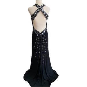 Robe longue noire Adrianna Papell vintage Y2K, robe de bal de promo (taille 7/8) image 6