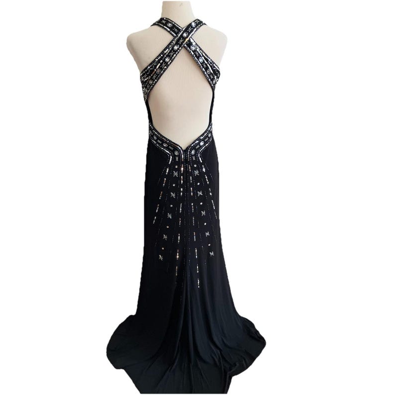 Robe longue noire Adrianna Papell vintage Y2K, robe de bal de promo (taille 7/8) image 6