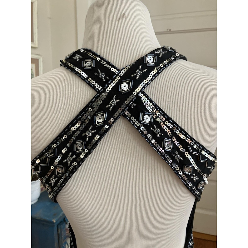 Robe longue noire Adrianna Papell vintage Y2K, robe de bal de promo (taille 7/8) image 9