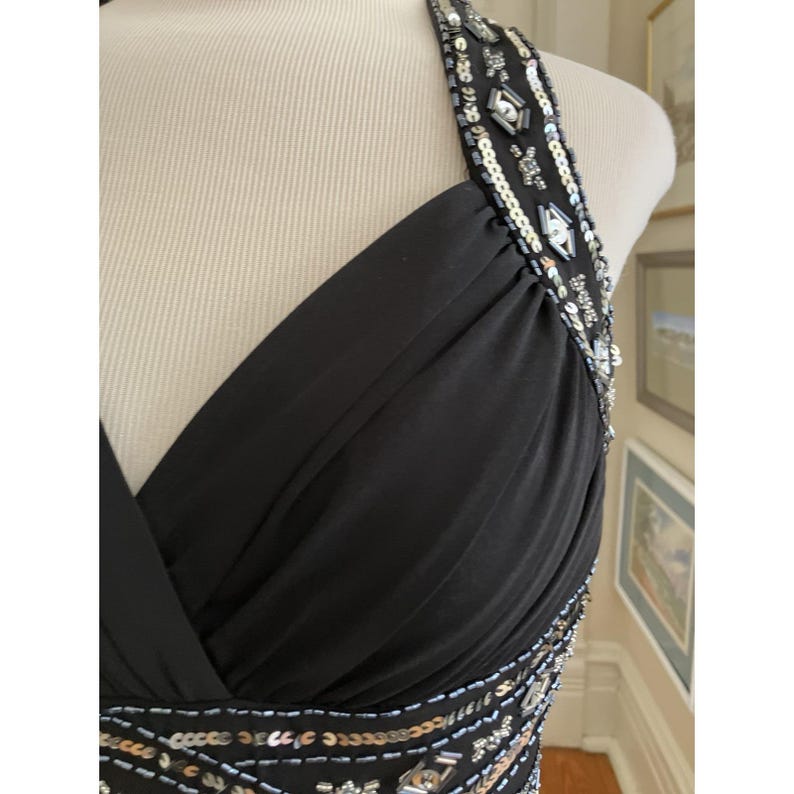 Robe longue noire Adrianna Papell vintage Y2K, robe de bal de promo (taille 7/8) image 3
